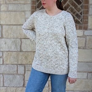 Lands' End Cream Cable Knit Women's Sweater